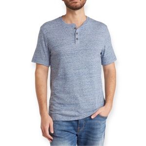 LUCKY BRAND Mens Tee Cotton Blend Jersey Henley Navy Combo NWT